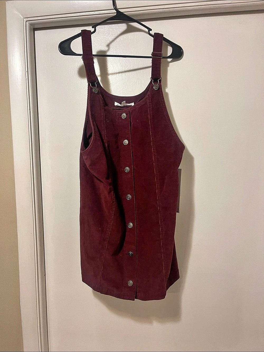 Celebrity Pink Pinafore Corduroy Mini Dress in Burgundy Size Medium NWT